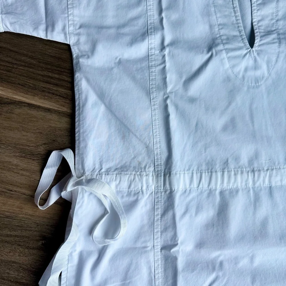 J.Crew White Cotton Tie Waist Shift Dress Short Sleeve XS